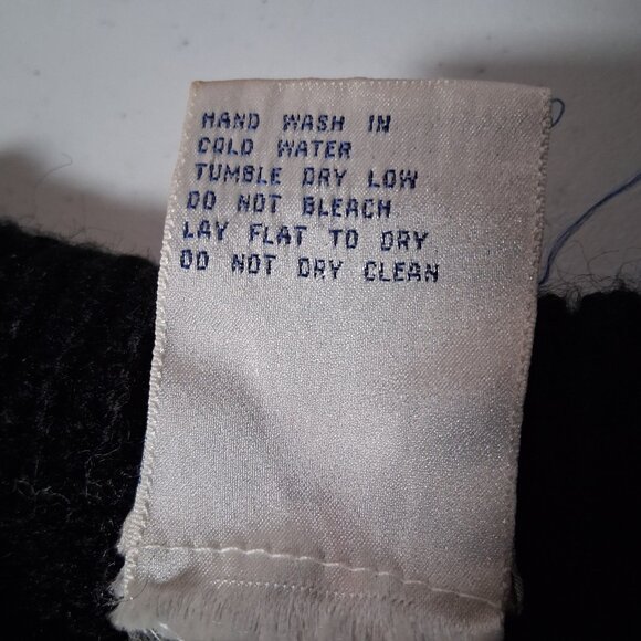 Vintage Extra Touch Hand Knit Sweater Women Size 40 Blue Black Plaid Striped - Picture 7 of 14